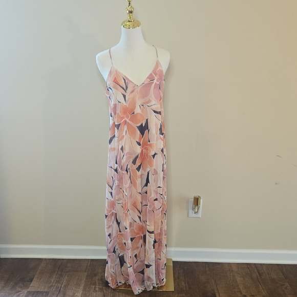 Nicole Miller Floral Maxi Dress – V-Neck Spaghetti Straps Resortwear Tropical - Picture 1 of 5